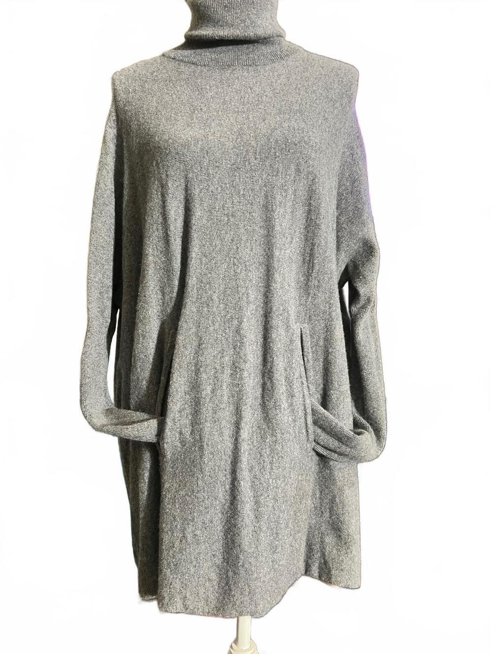 Garnet Hill Gray Wool Cashmere Turtleneck Elevated Ski Tunic Sweater-Size Medium - Picture 2 of 9